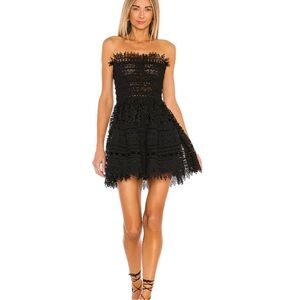Waimari Vallarta Black Strapless Lace Crochet Guipure Mini Dress Size Medium